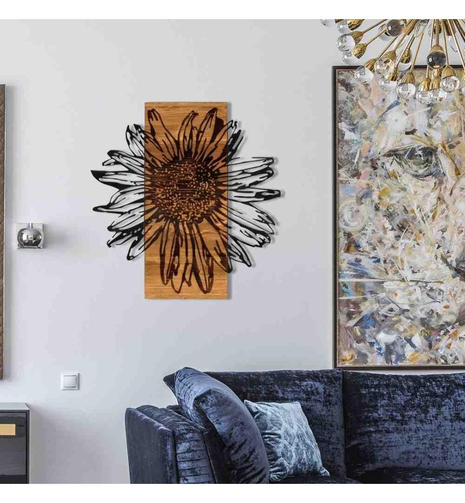 Dekoratives Wandaccessoire aus Holz, Schwarznuss, Metall, Holzrahmen