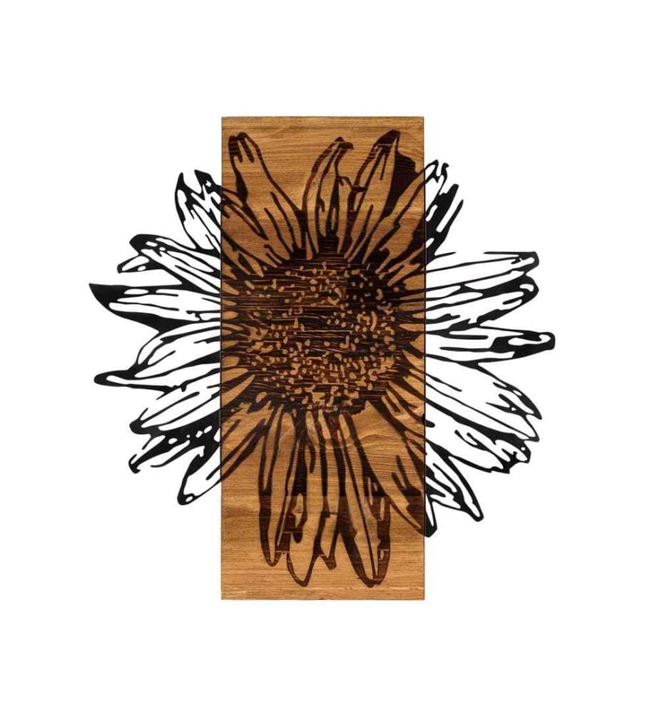 Dekoratives Wandaccessoire aus Holz, Schwarznuss, Metall, Holzrahmen