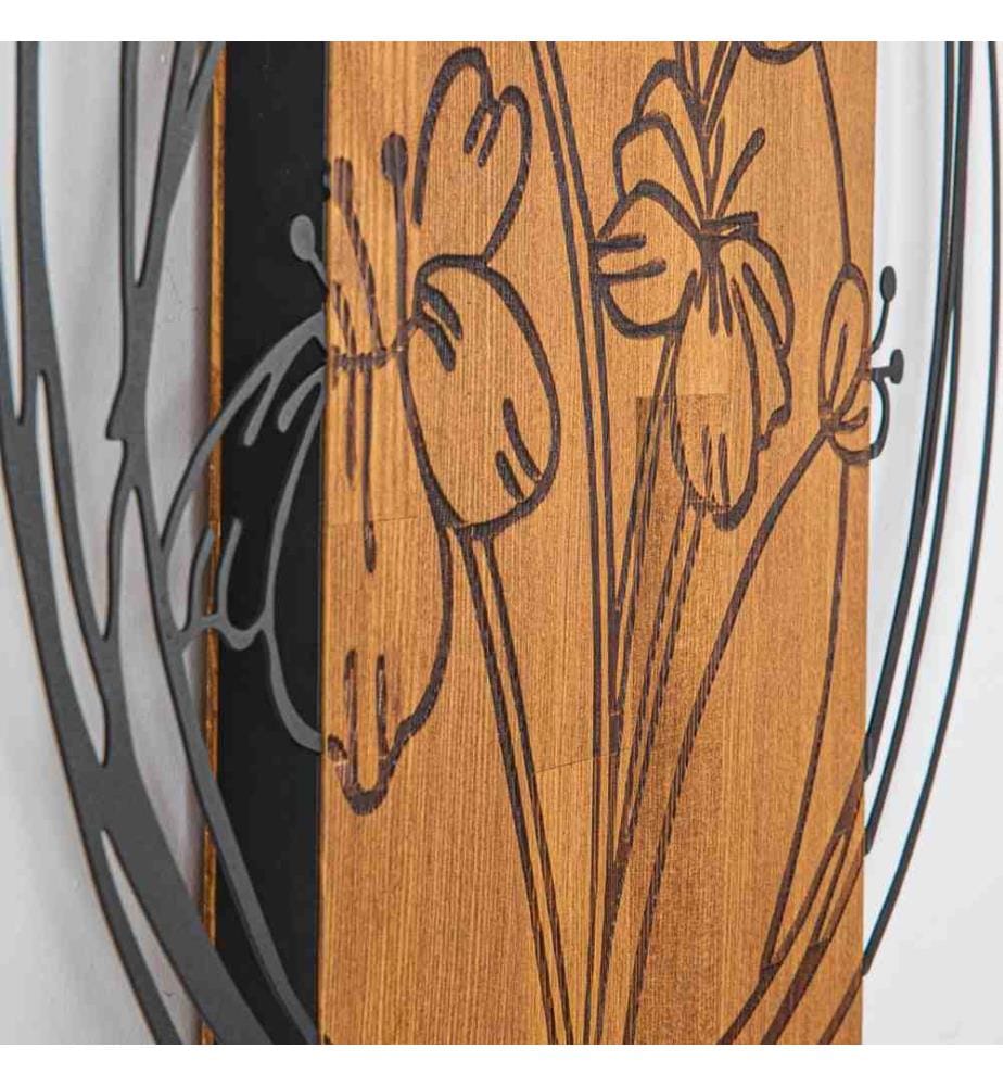 Dekoratives Wandaccessoire aus Holz, Schwarznuss, Metall, Holzrahmen