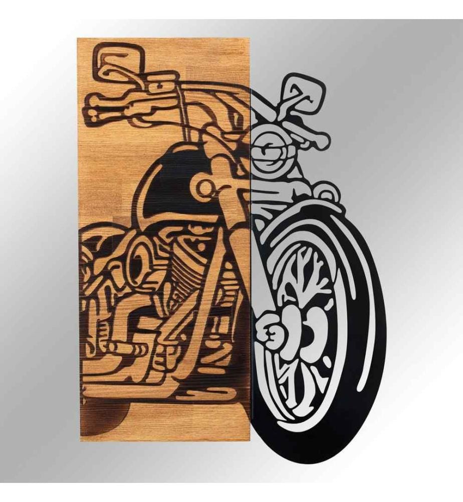Dekoratives Wandaccessoire aus Holz, Schwarznuss, Metall, Holzrahmen