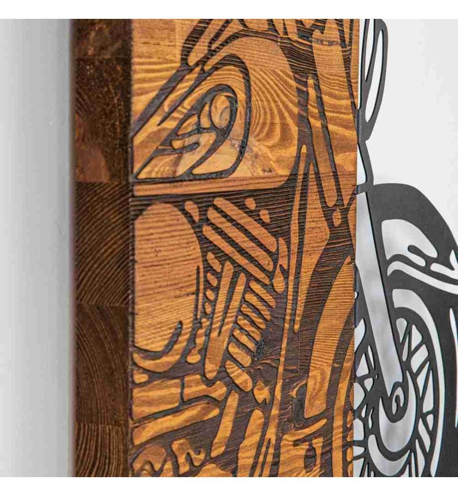 Dekoratives Wandaccessoire aus Holz, Schwarznuss, Metall, Holzrahmen