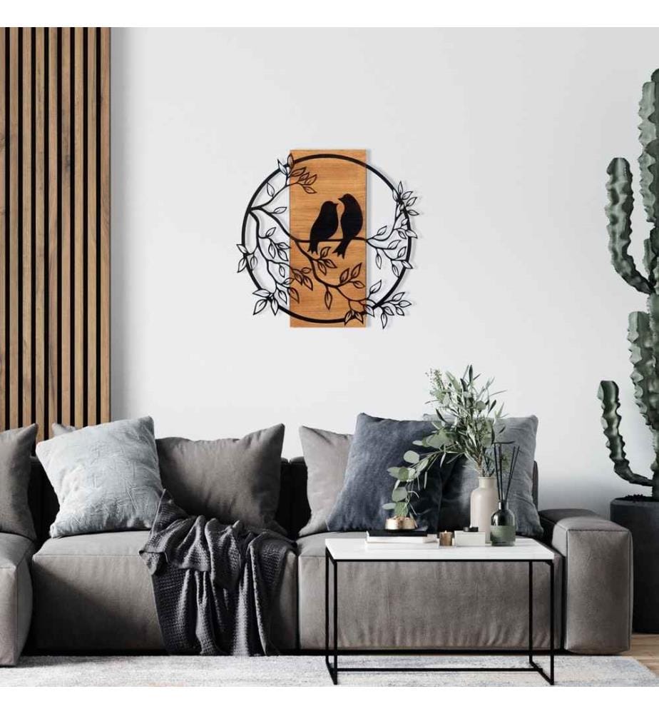 Dekoratives Wandaccessoire aus Holz, Schwarznuss, Metall, Holzrahmen