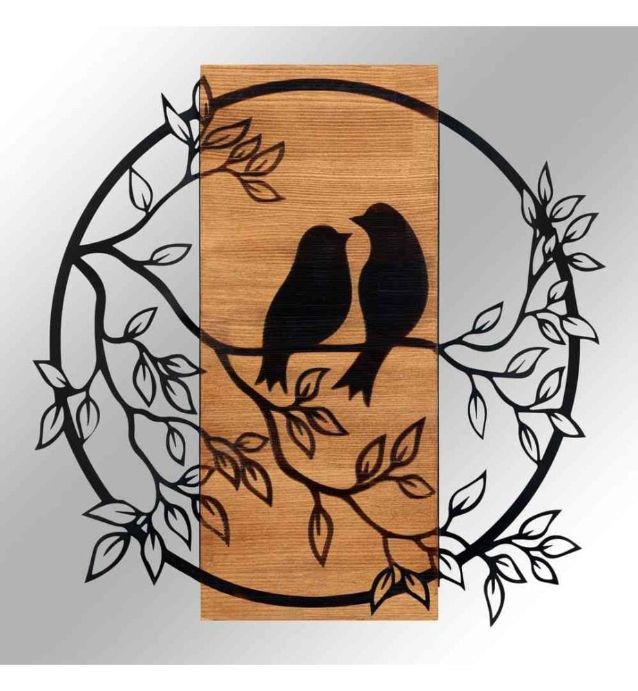 Dekoratives Wandaccessoire aus Holz, Schwarznuss, Metall, Holzrahmen