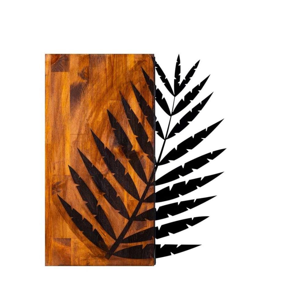 Dekoratives Wandaccessoire aus Holz, Walnuss Schwarz, 50% Holz - 50% Metall