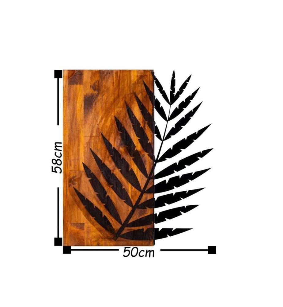 Dekoratives Wandaccessoire aus Holz, Walnuss Schwarz, 50% Holz - 50% Metall