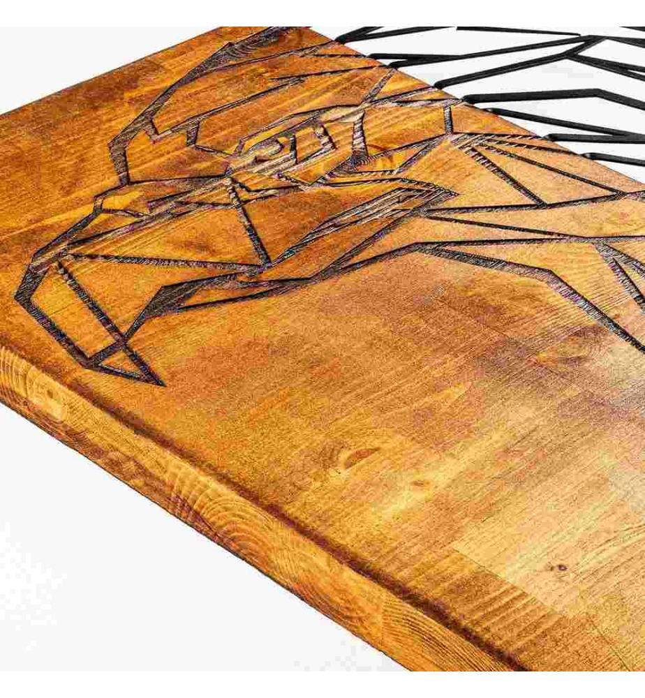 Dekoratives Wandaccessoire aus Holz, Walnuss Schwarz, 50% Holz - 50% Metall