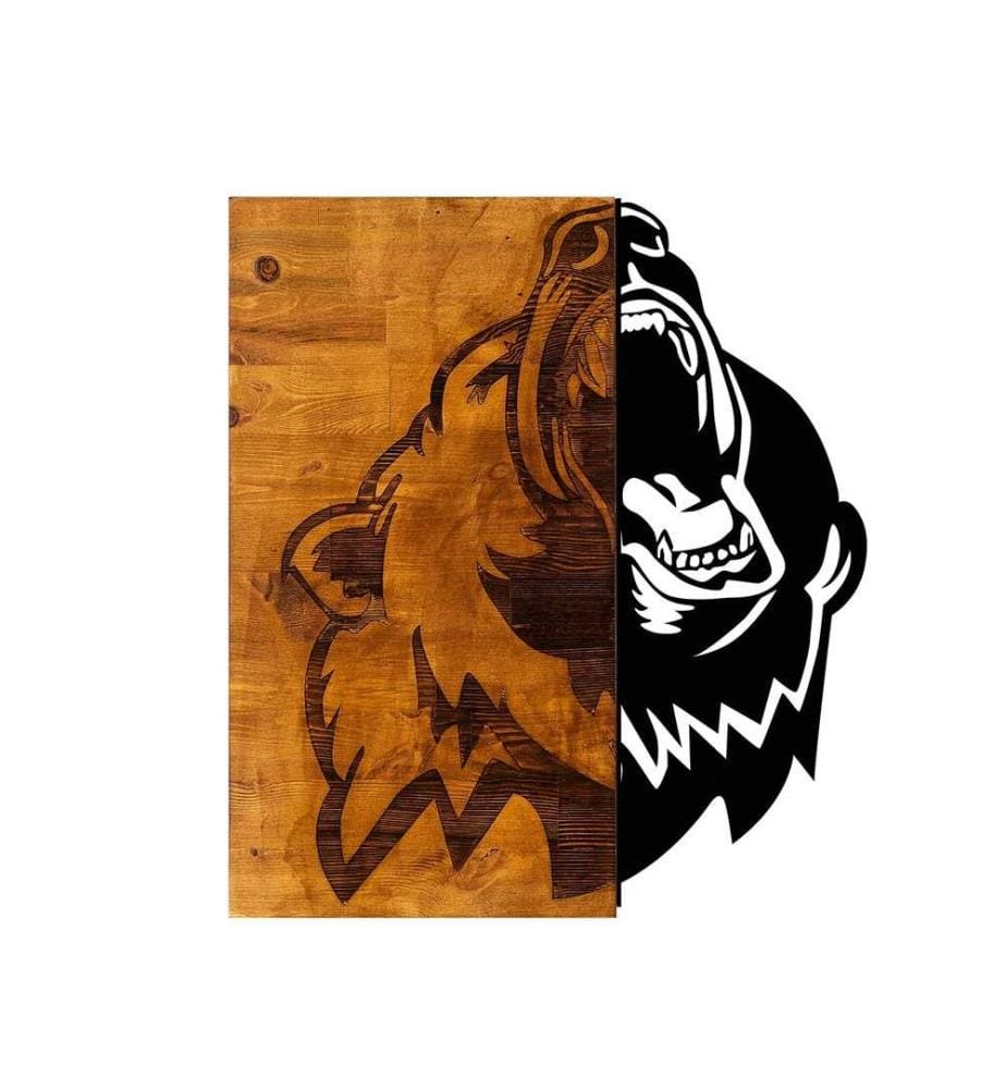 Dekoratives Wandaccessoire aus Holz, Walnuss Schwarz, 50% Holz - 50% Metall