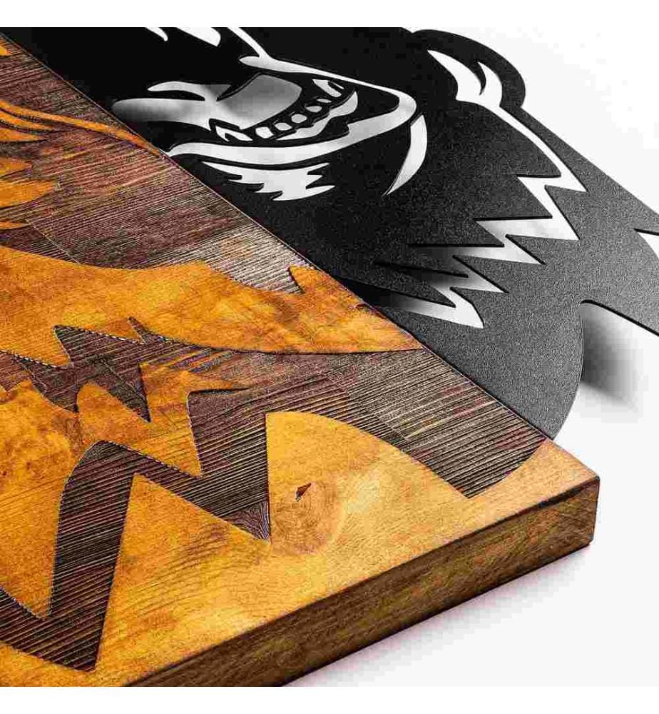 Dekoratives Wandaccessoire aus Holz, Walnuss Schwarz, 50% Holz - 50% Metall