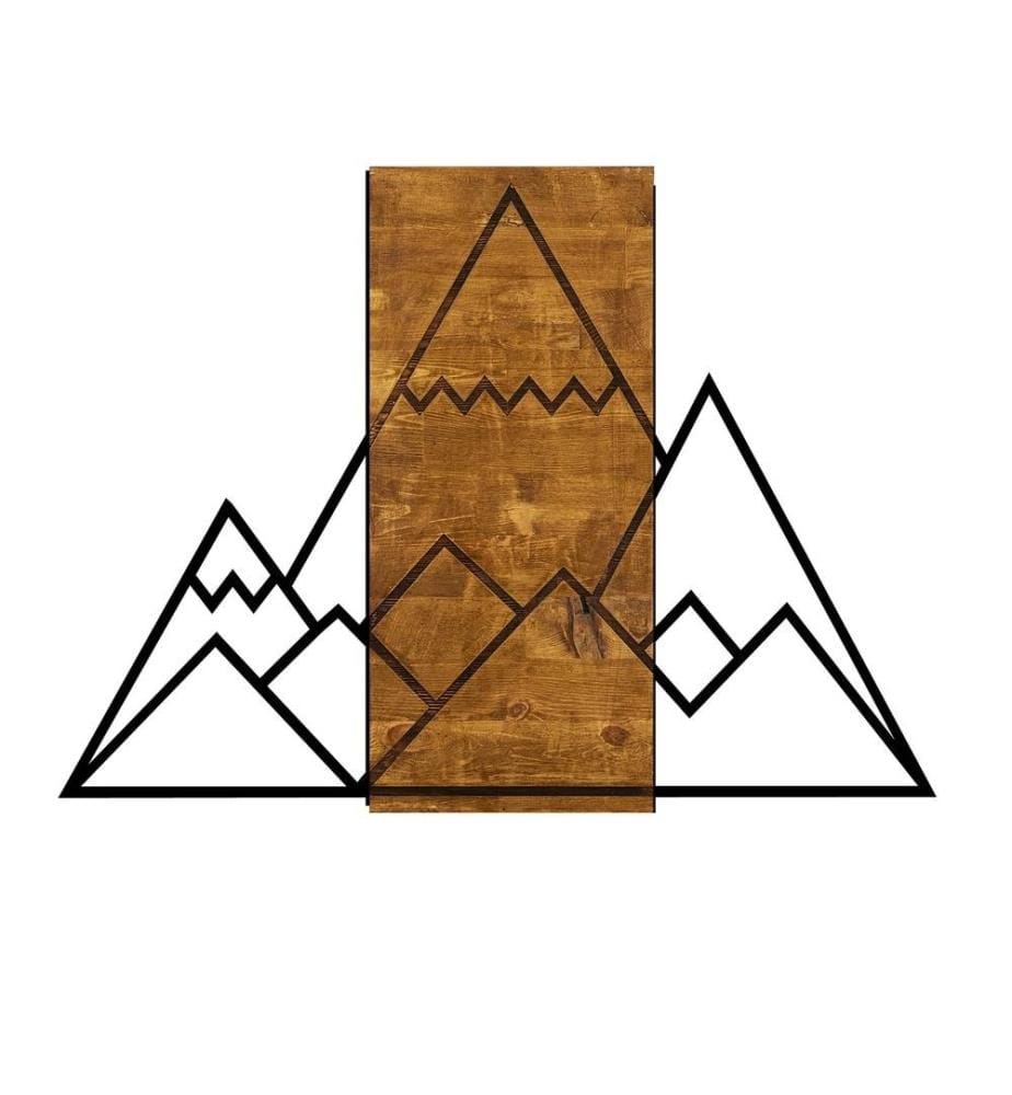 Dekoratives Wandaccessoire aus Holz, Walnuss Schwarz, 50% Holz - 50% Metall
