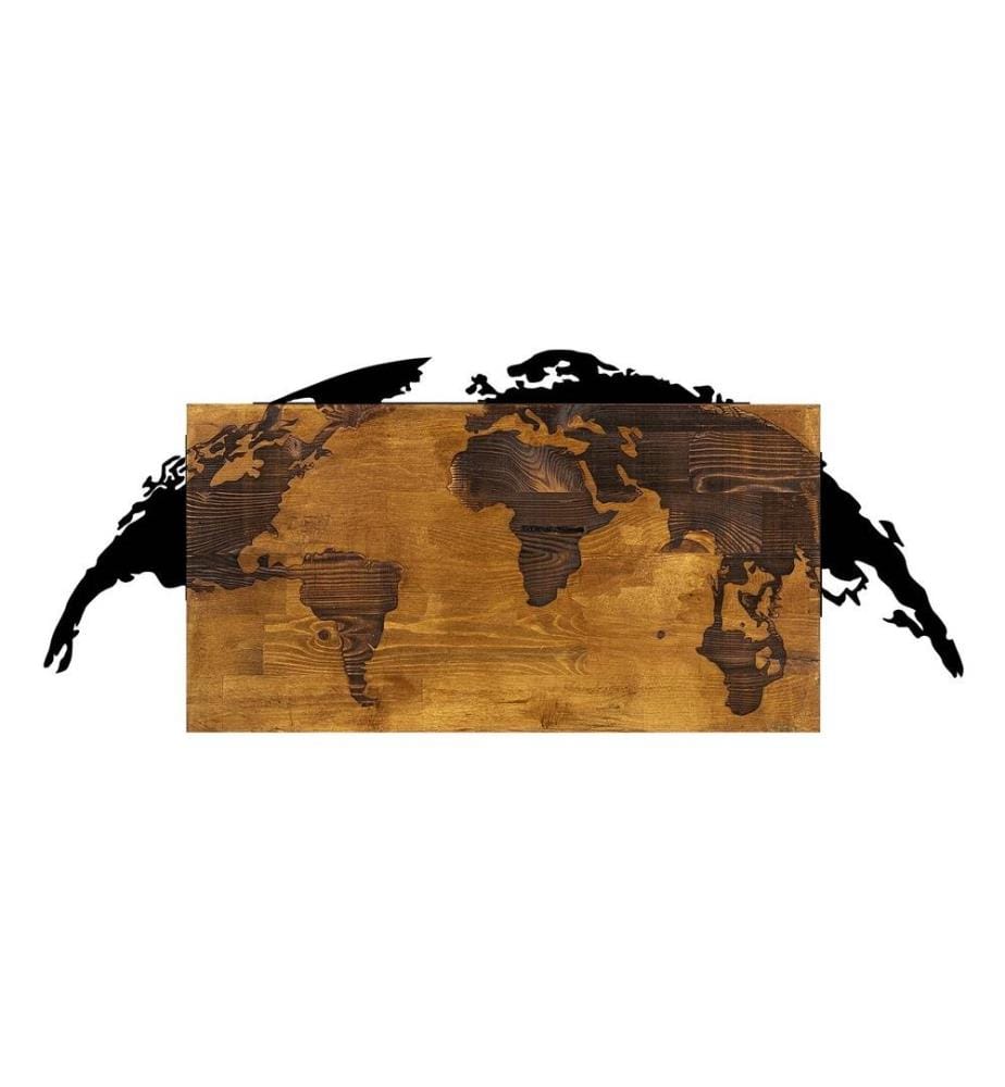 Dekoratives Wandaccessoire aus Holz, Walnuss Schwarz, 50% Holz - 50% Metall