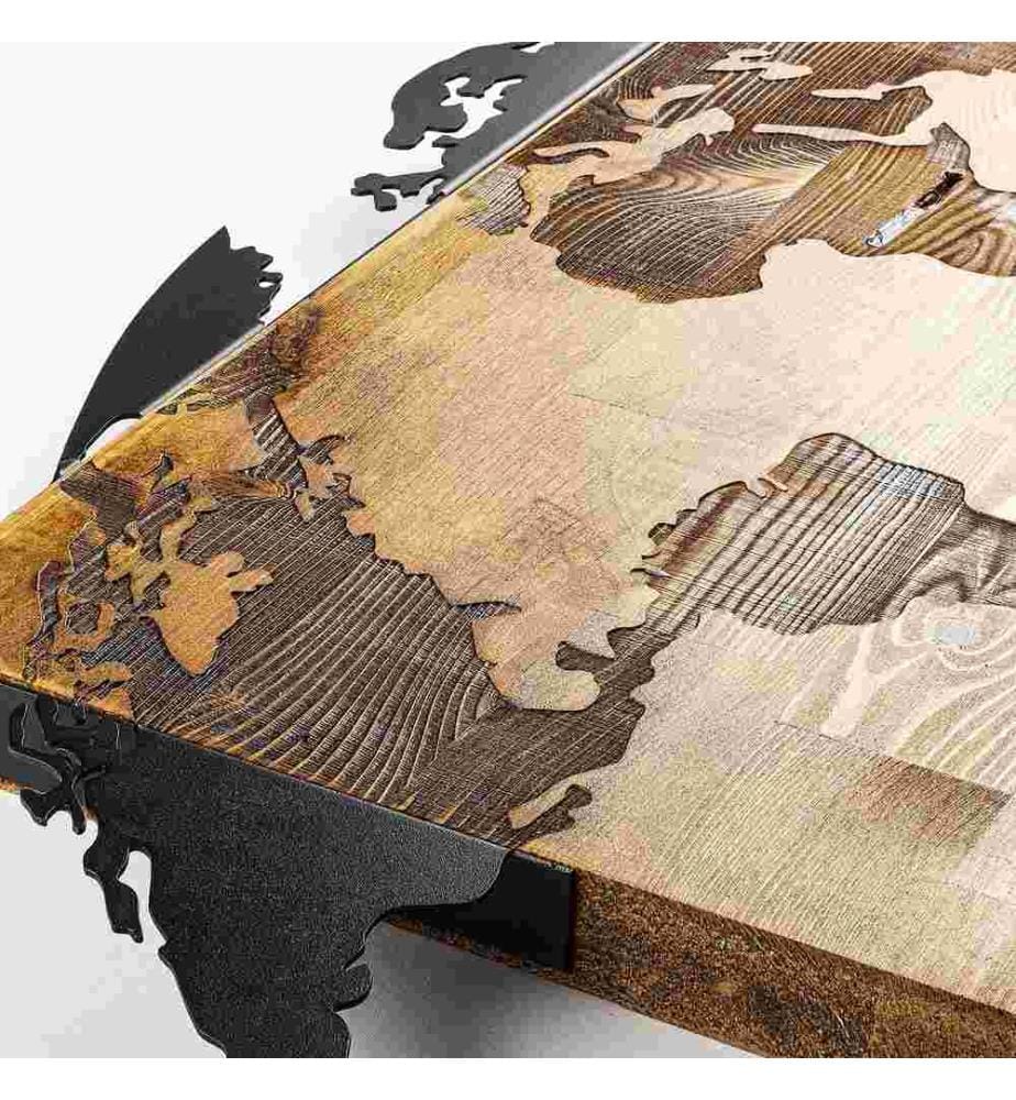 Dekoratives Wandaccessoire aus Holz, Walnuss Schwarz, 50% Holz - 50% Metall