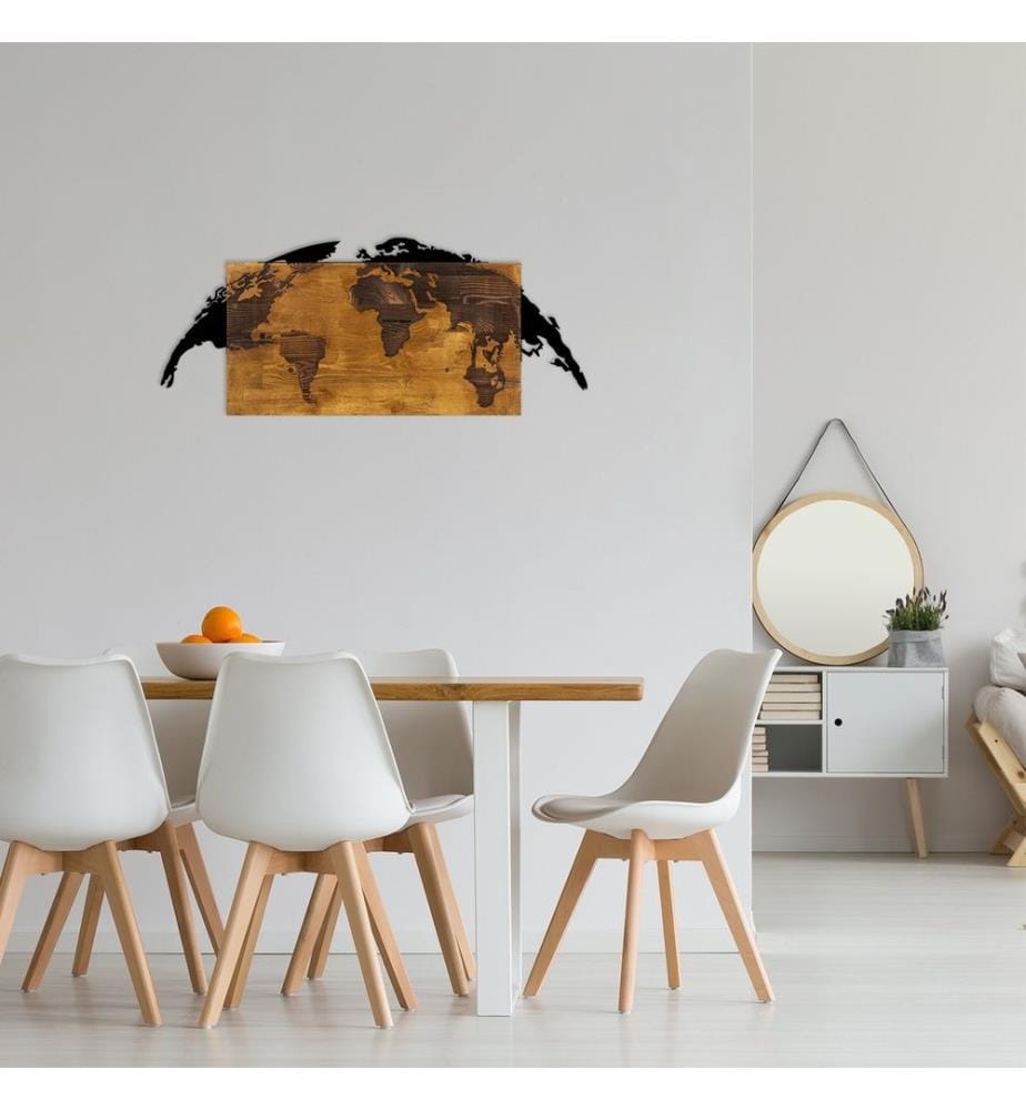 Dekoratives Wandaccessoire aus Holz, Walnuss Schwarz, 50% Holz - 50% Metall