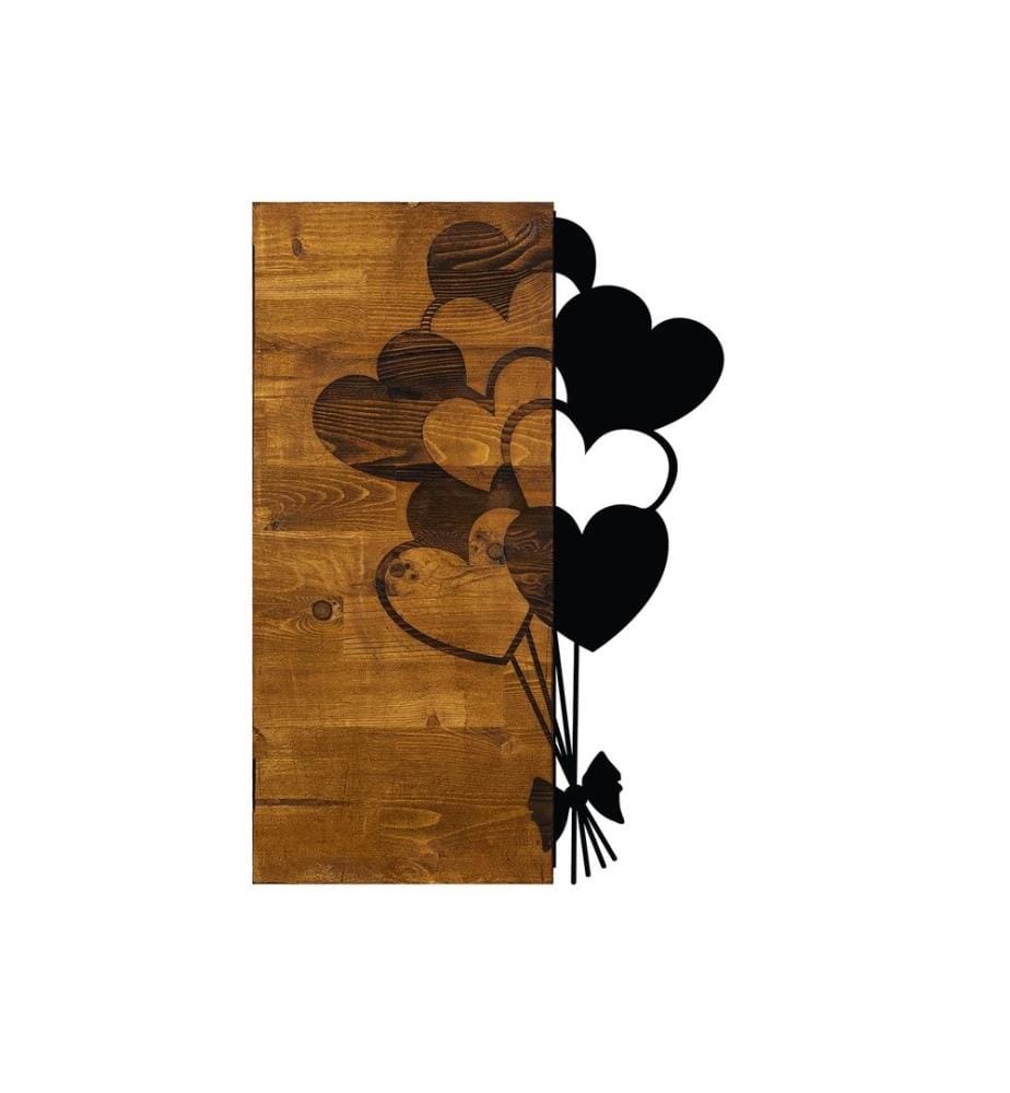 Dekoratives Wandaccessoire aus Holz, Walnuss Schwarz, 50% Holz - 50% Metall