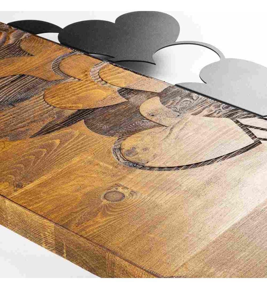 Dekoratives Wandaccessoire aus Holz, Walnuss Schwarz, 50% Holz - 50% Metall