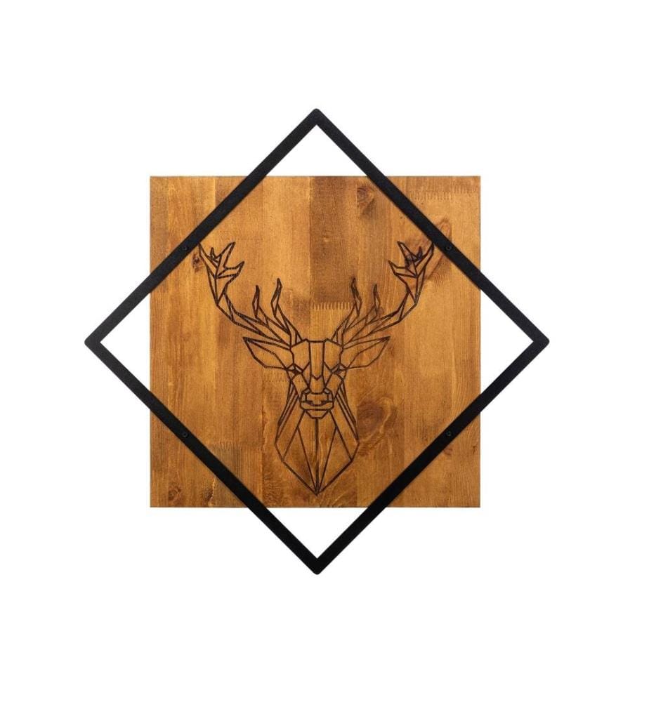 Dekoratives Wandaccessoire aus Holz, Walnuss Schwarz, 50% Holz - 50% Metall