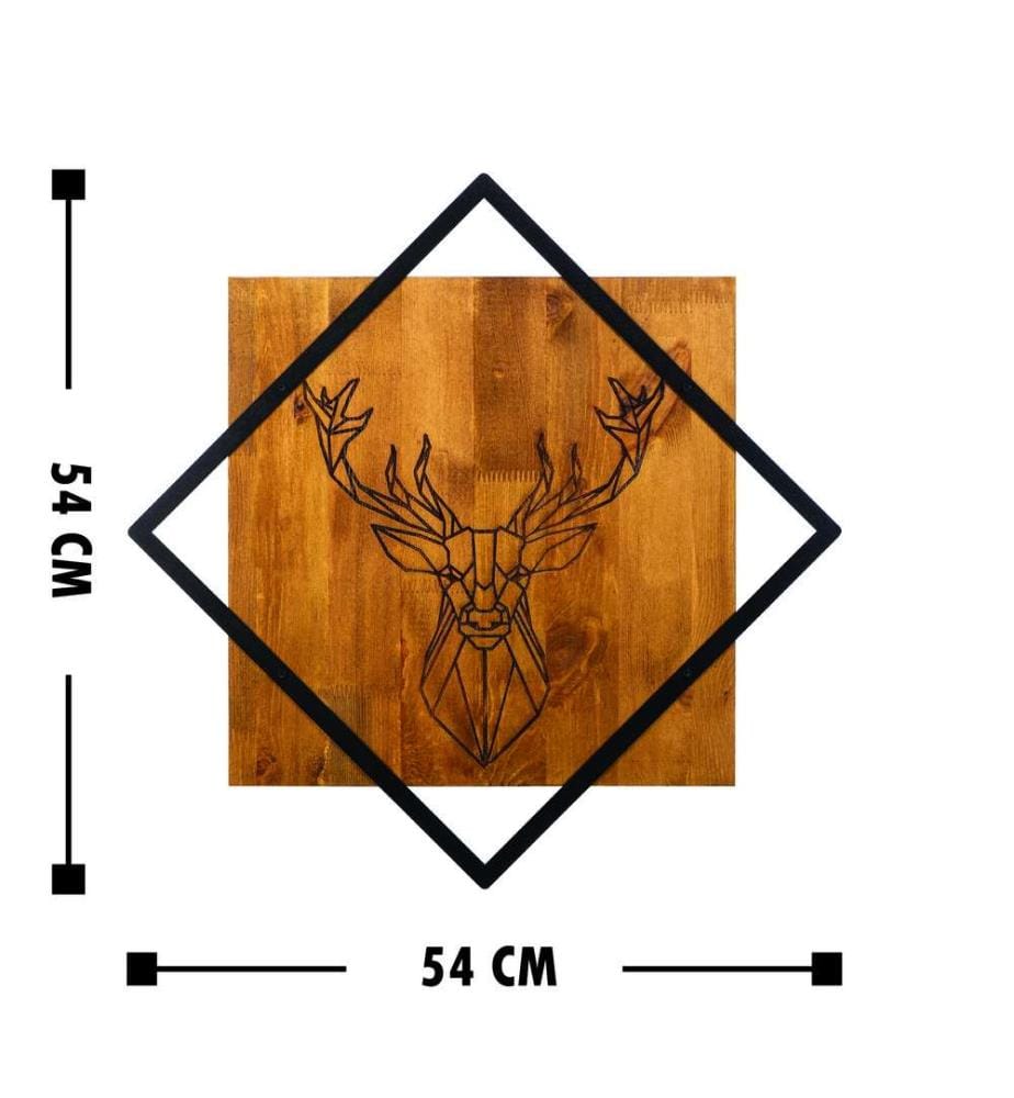 Dekoratives Wandaccessoire aus Holz, Walnuss Schwarz, 50% Holz - 50% Metall