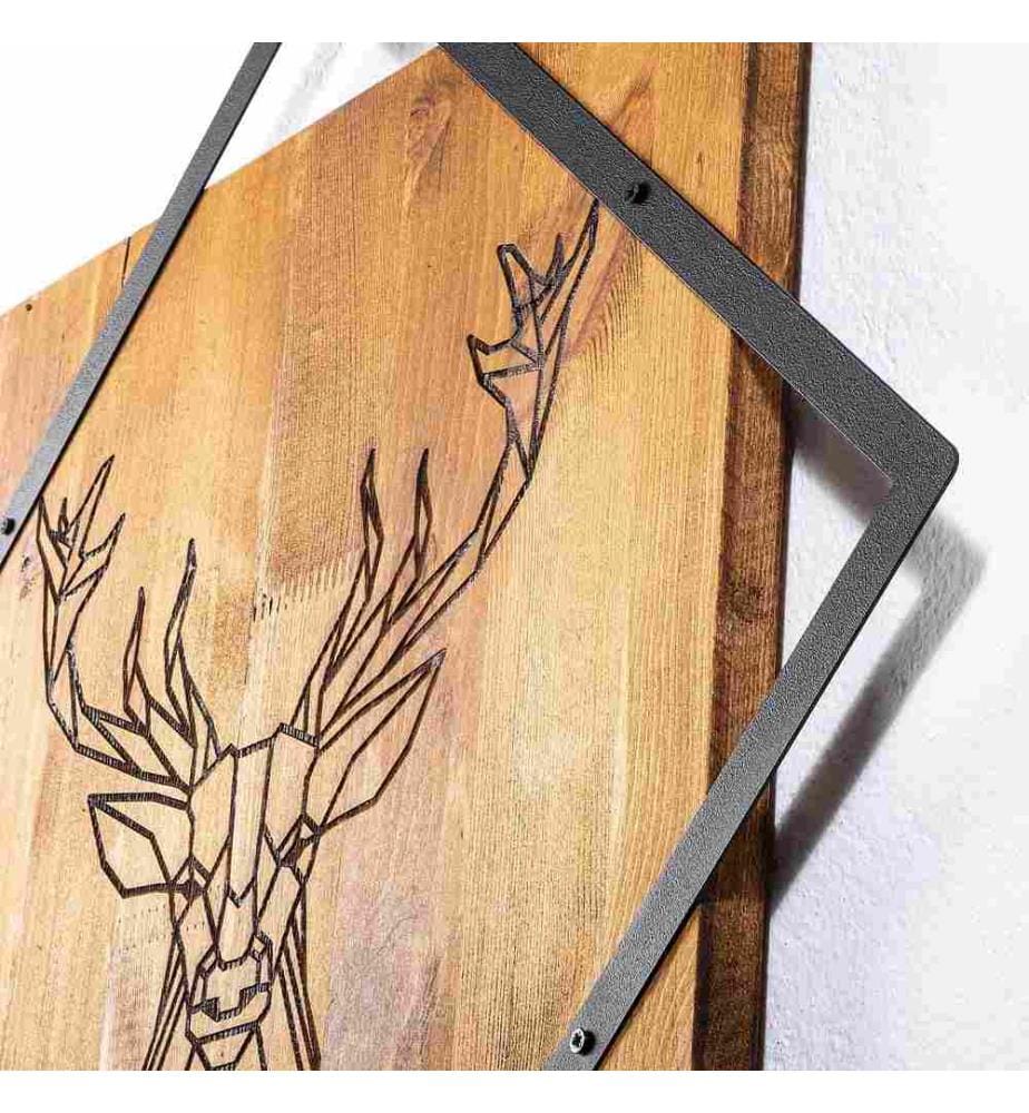 Dekoratives Wandaccessoire aus Holz, Walnuss Schwarz, 50% Holz - 50% Metall