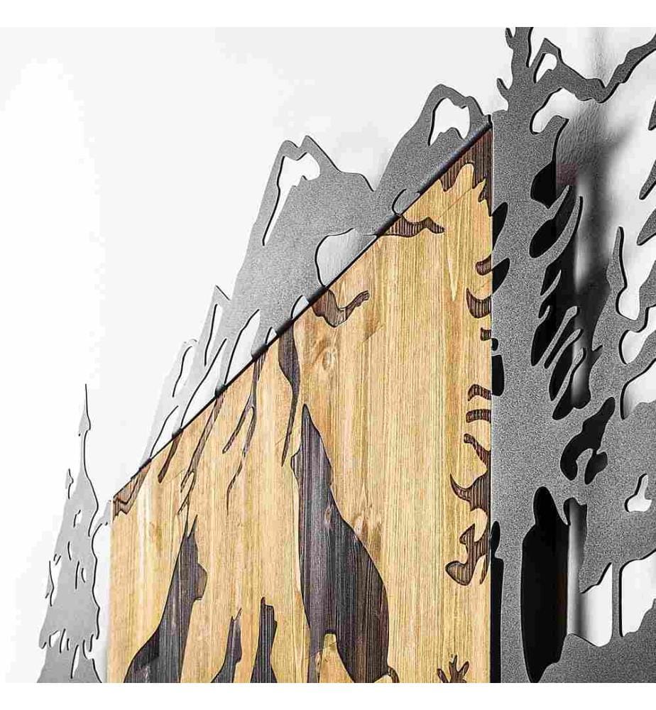 Dekoratives Wandzubehör aus Holz, Walnuss schwarz, Metall - Holz