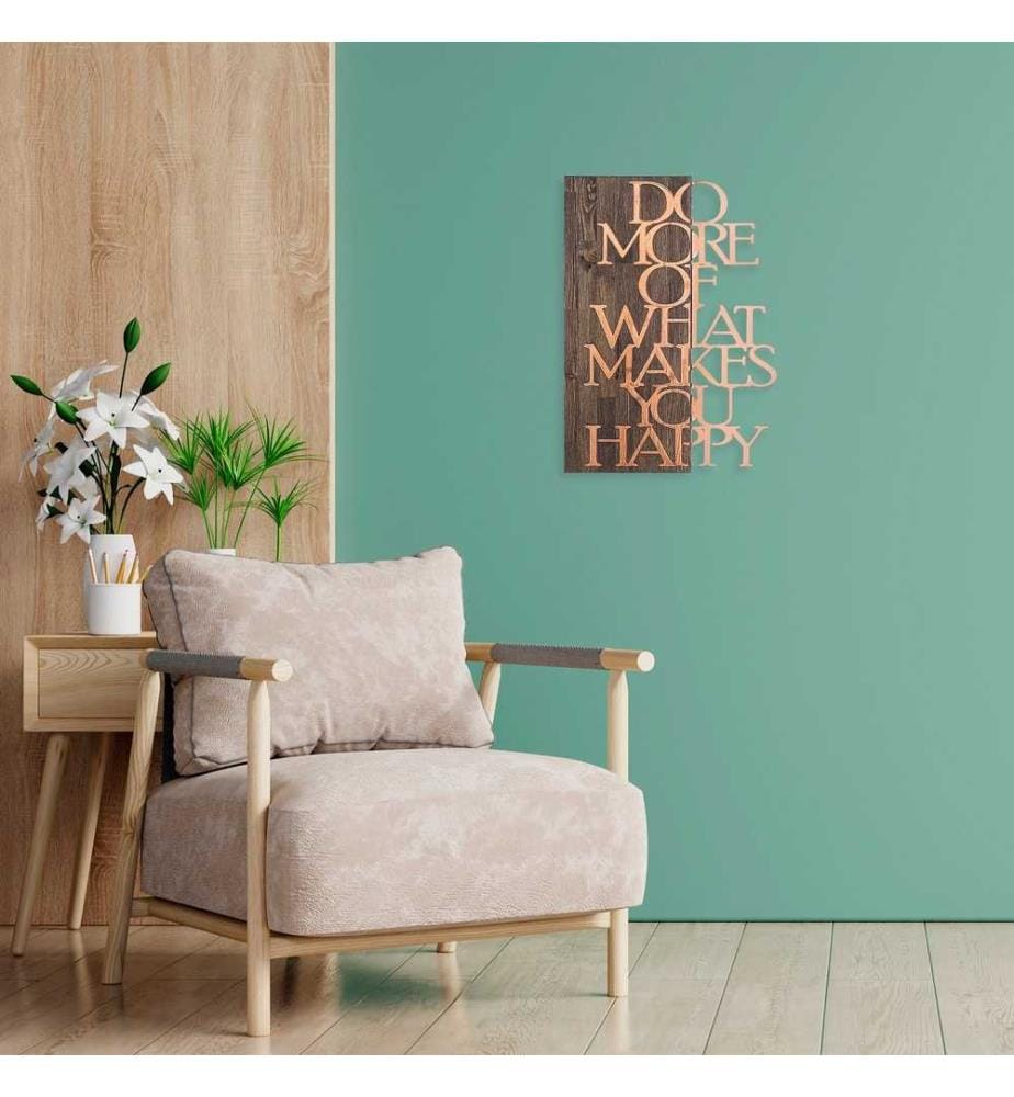 Dekorativer Wandschmuck aus Holz, Walnuss-Kupfer, 50% Holz - 50% Metall