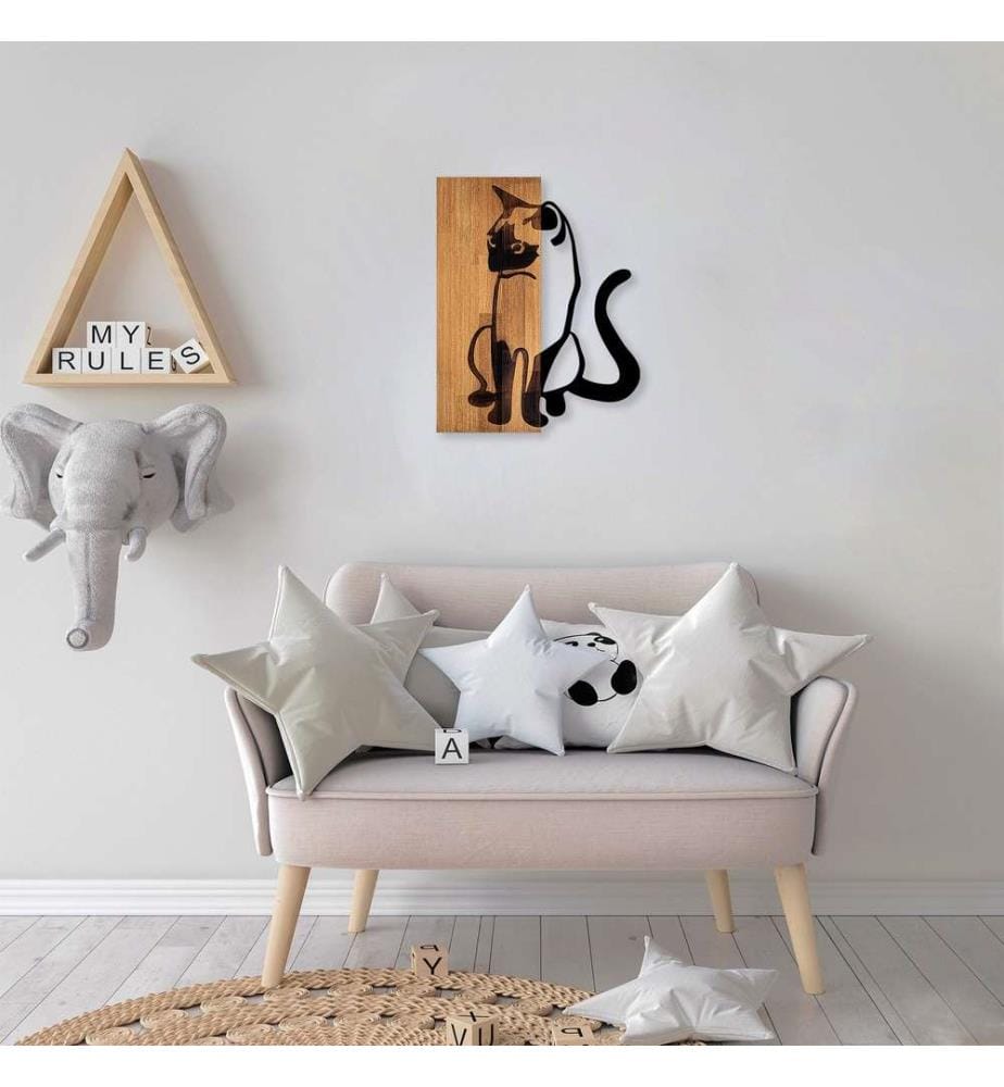 Dekoratives Wandaccessoire aus Holz, Nussbaum schwarz, 50% Holz
