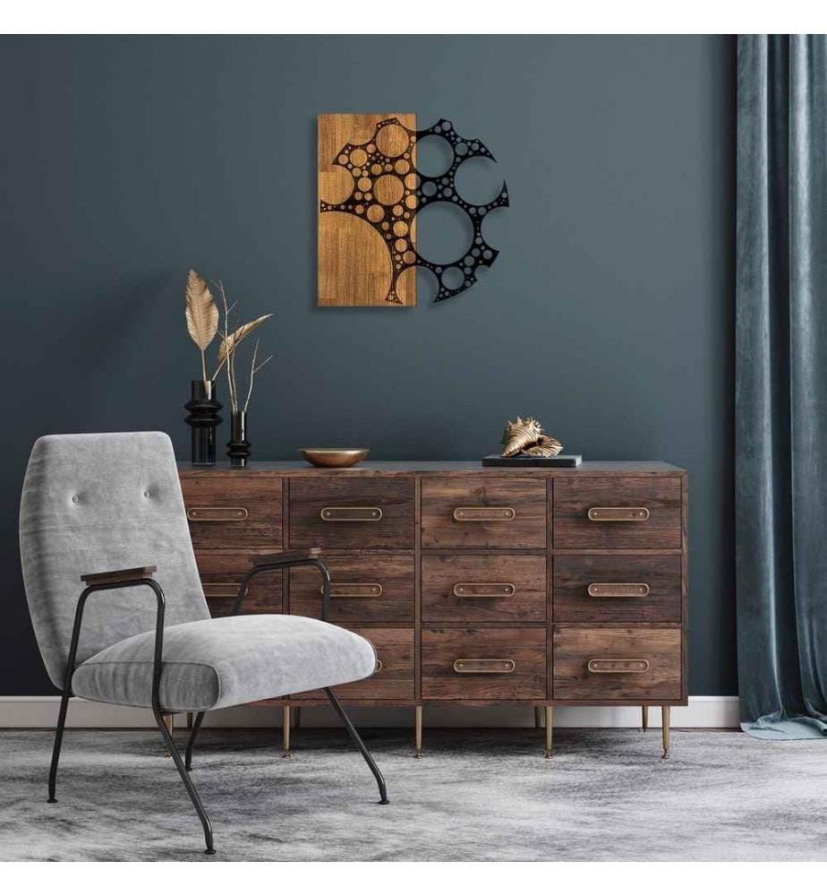 Dekoratives Wandaccessoire aus Holz, Nussbaum schwarz, 50% Holz