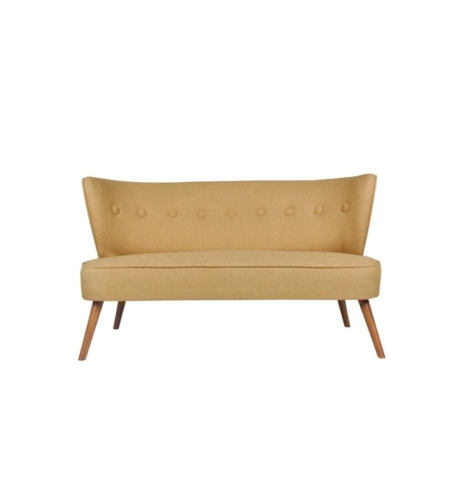 Canapé 2 places, Milky Brown, structure en bois massif, tissu polyester