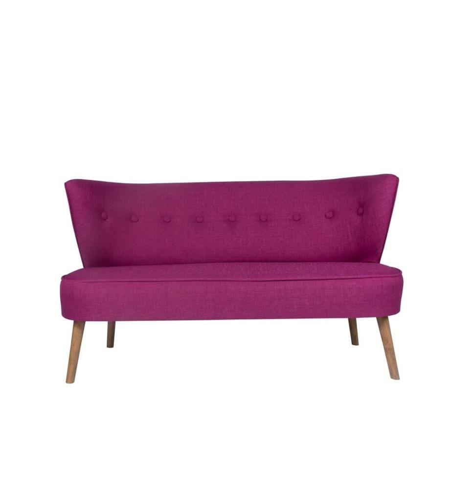 Canapé 2 places, violet, structure en bois massif, tissu polyester