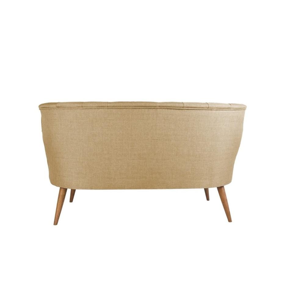 Canapé 2 places, Milky Brown, structure en bois massif, tissu polyester