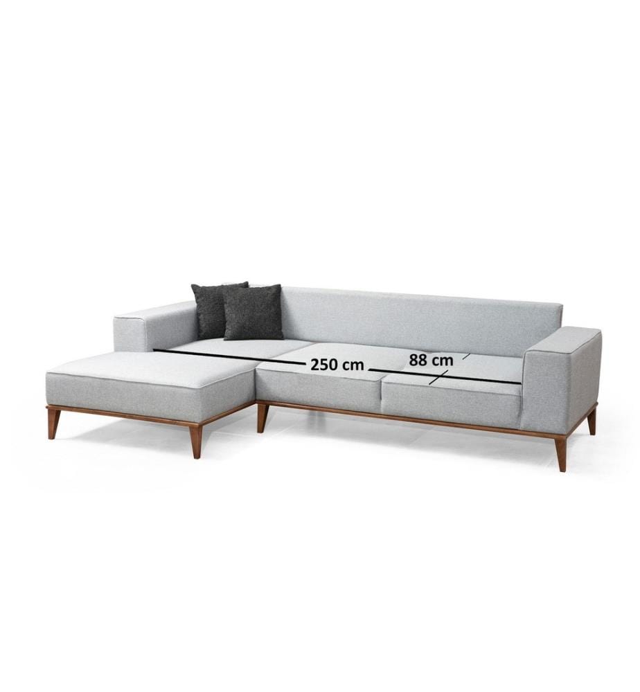 Canapé-lit d'angle, gris clair, cadre en hêtre - aggloméré, tissu polyester