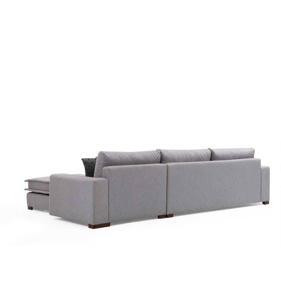 Canapé d'angle, gris clair, cadre en bois de hêtre - aggloméré, tissu polyester