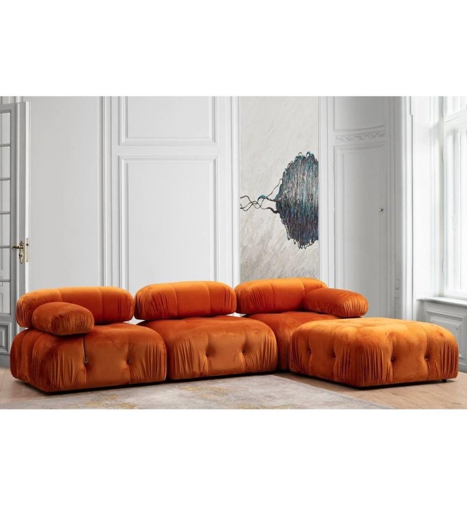 1-Sitz-Sofa, Orange, Gestell aus Buchenholz - Spanplatte, Stoff aus Polyester