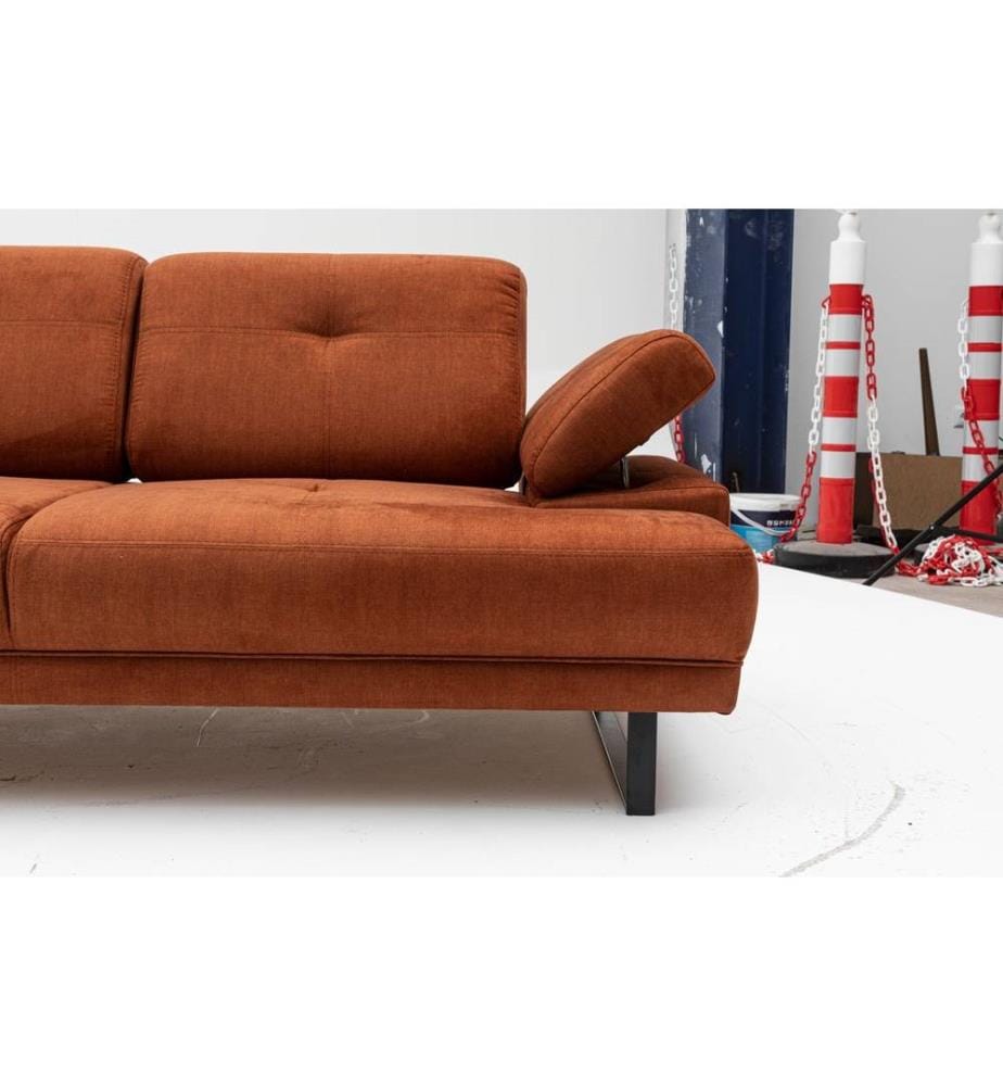 2-Sitz Sofa-Bett, Orange, Buchenholz - Spanplattenrahmen, Polyester Stoff