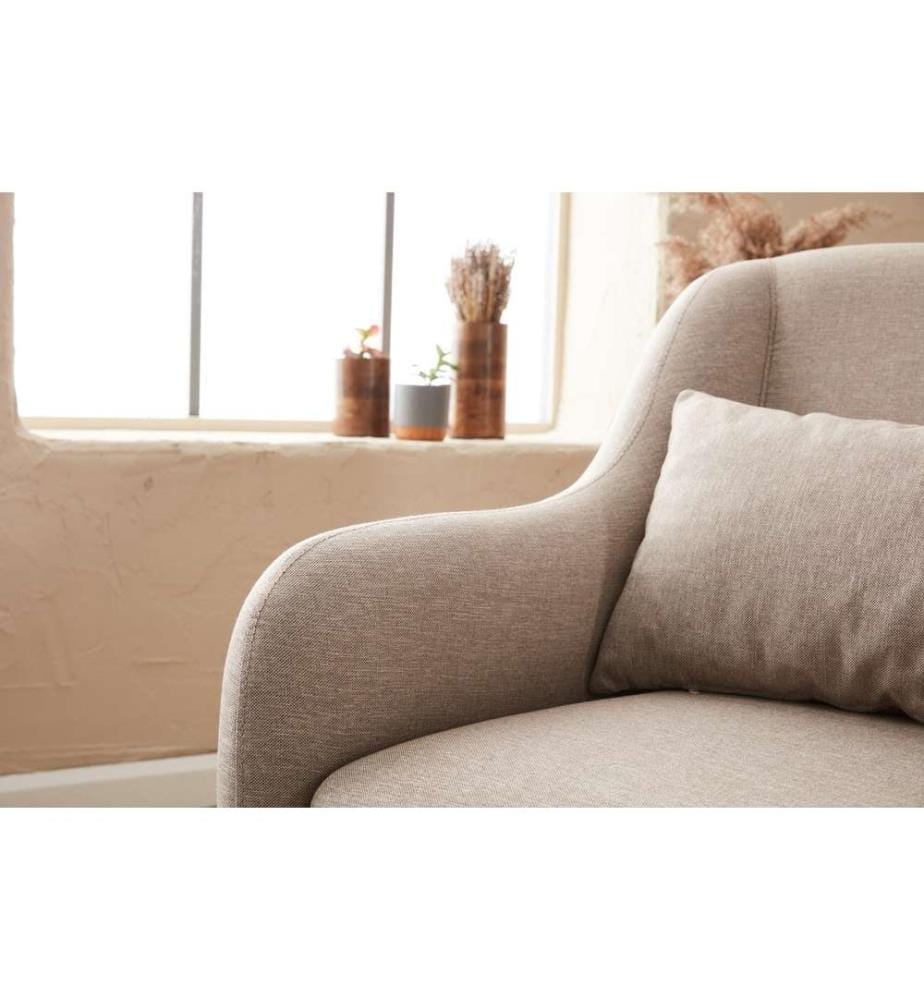 Canapé 1 place, crème, structure en hêtre, tissu 50 % polyester - 50 % lin