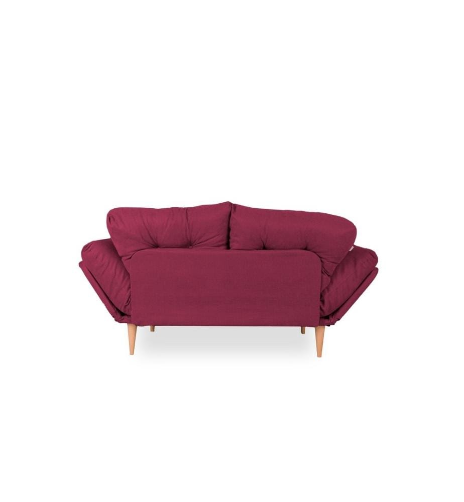 3-Sitz Sofa-Bett, Dunkelrot, Metallrahmen, Leinenstoff Stoff