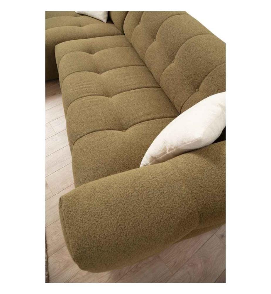 Canapé d'angle, Khaki, Cadre : Bois de hêtre - panneau de particules, Tissu : 100% polyester