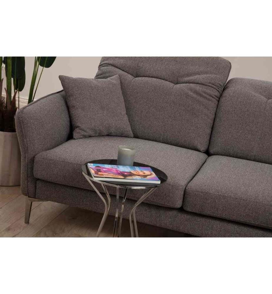 Canapé d'angle, gris, châssis : Bois de hêtre - panneau de particules, Tissu : 100% polyester