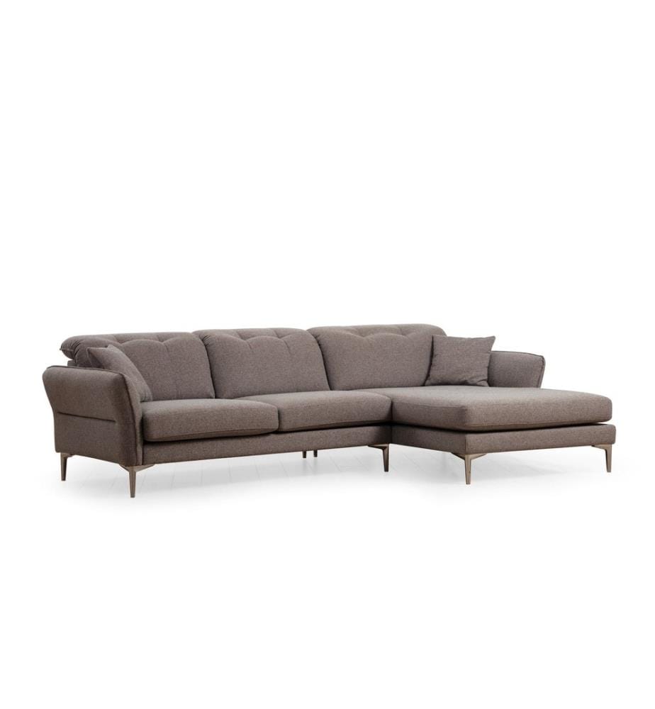 Canapé d'angle, gris, châssis : Bois de hêtre - panneau de particules, Tissu : 100% polyester