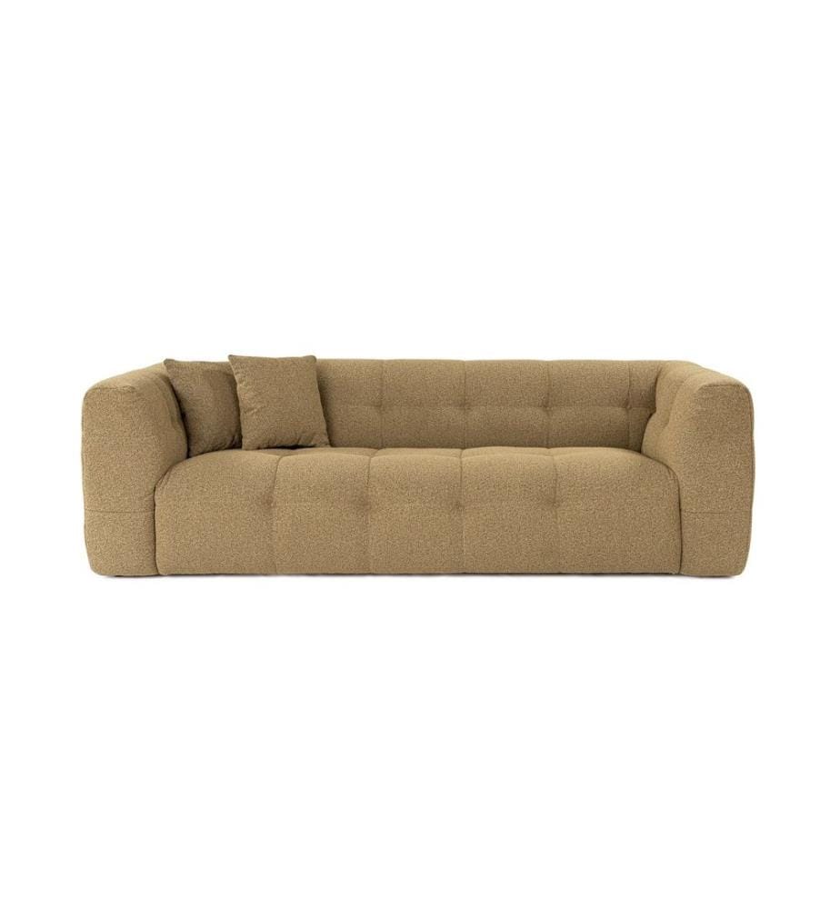 Canapé 3 places, kaki, châssis : Bois de hêtre - panneau de particules, Tissu : 100% polyester
