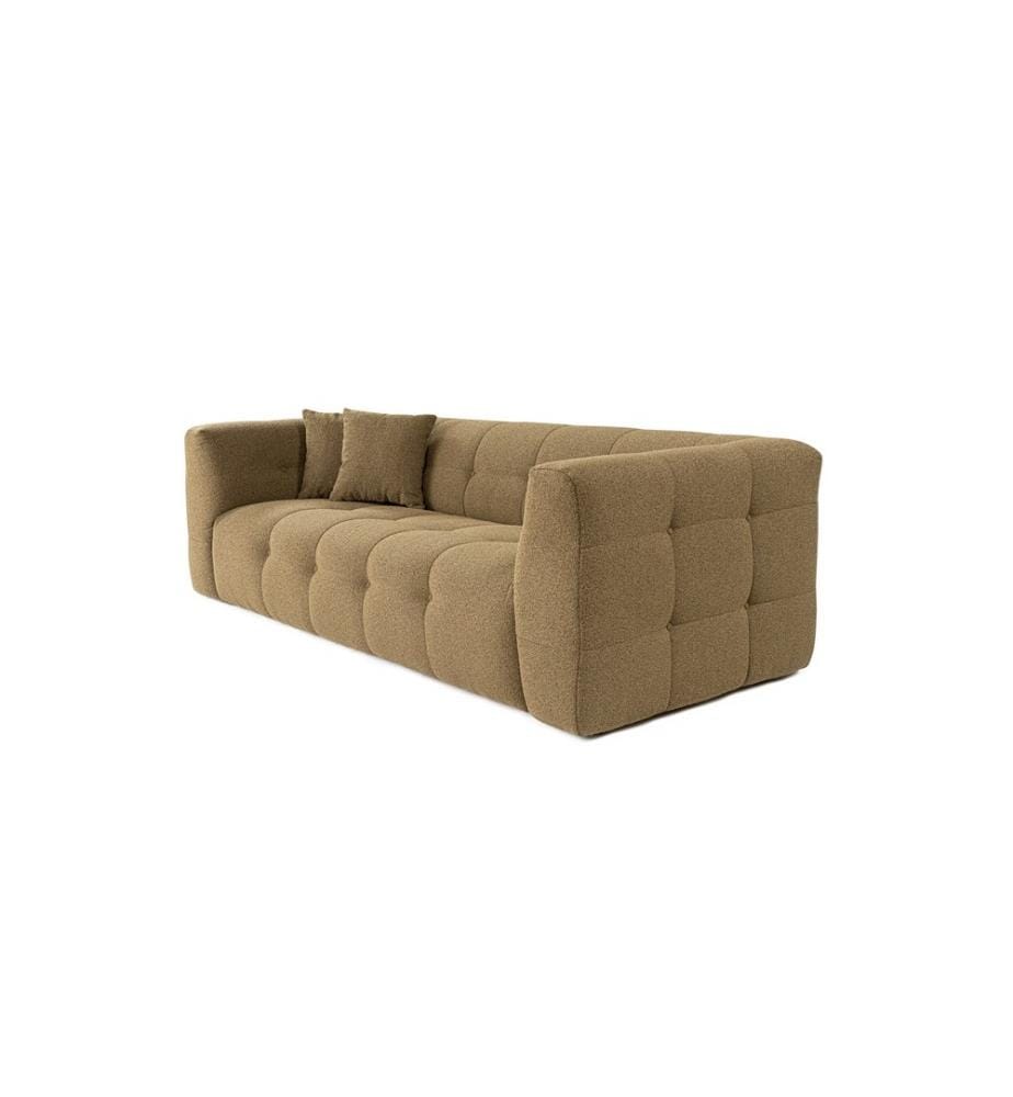 Canapé 3 places, kaki, châssis : Bois de hêtre - panneau de particules, Tissu : 100% polyester