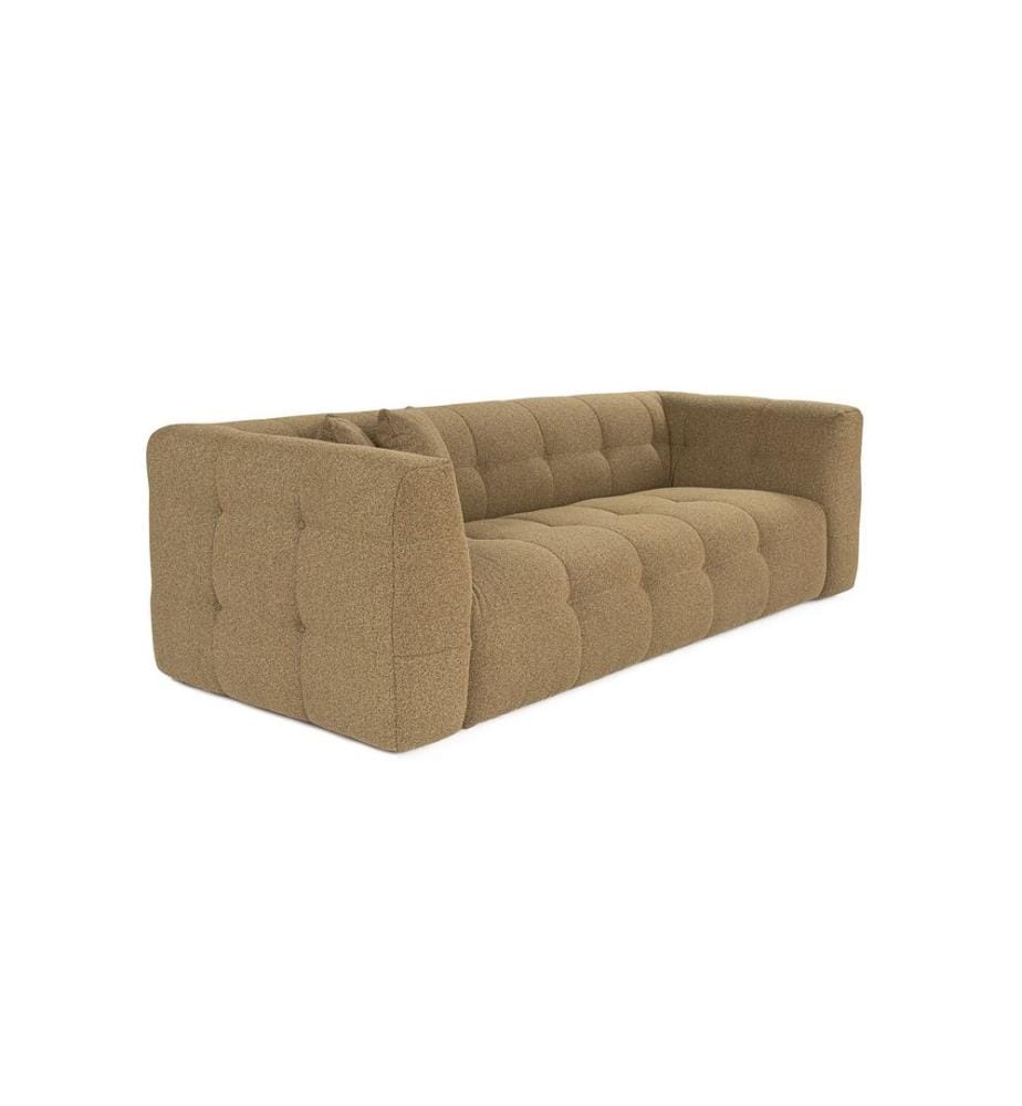 Canapé 3 places, kaki, châssis : Bois de hêtre - panneau de particules, Tissu : 100% polyester