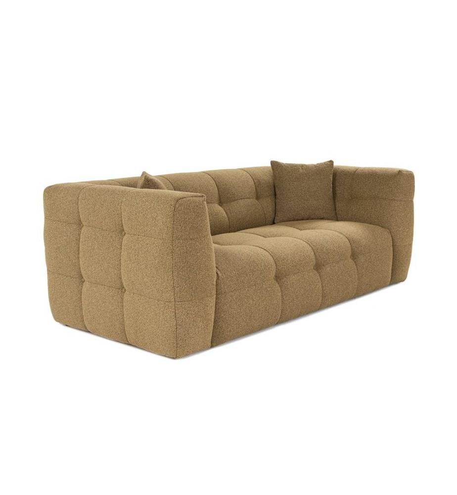 Canapé 2 places, kaki, châssis : Bois de hêtre - panneau de particules, Tissu : 100% polyester