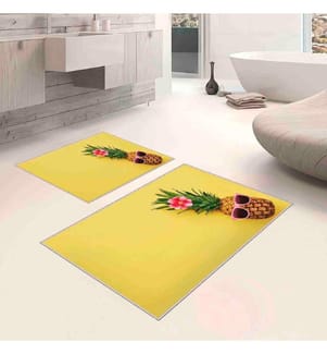 Badematten-Set, 2-teilig, Rosa, Gelb, Camel, Grün, 100% Polyester, 60 x 100 cm (1 Stück), 50 x 60 cm (1 Stück)