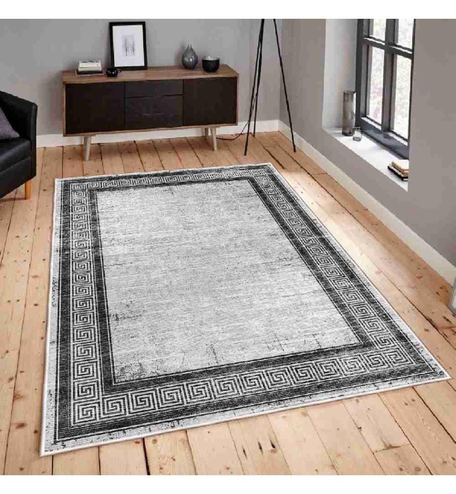 Carpet, Grey, Black, 100% Cotton, 100 x 300 cm