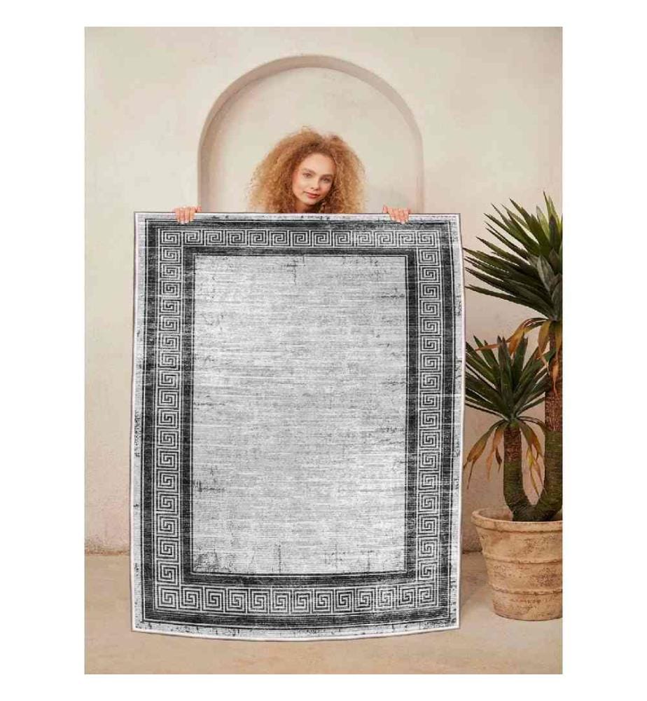 Carpet, Grey, Black, 100% Cotton, 100 x 300 cm