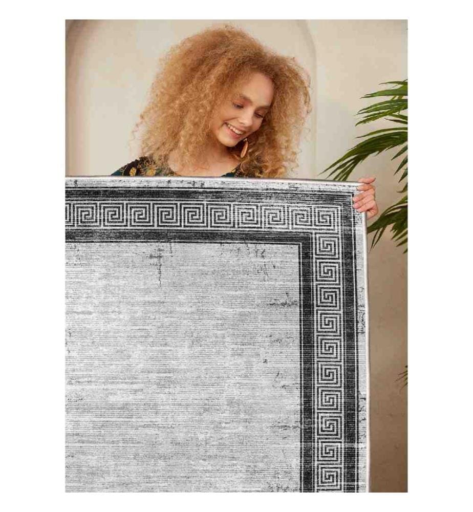 Carpet, Grey, Black, 100% Cotton, 100 x 300 cm