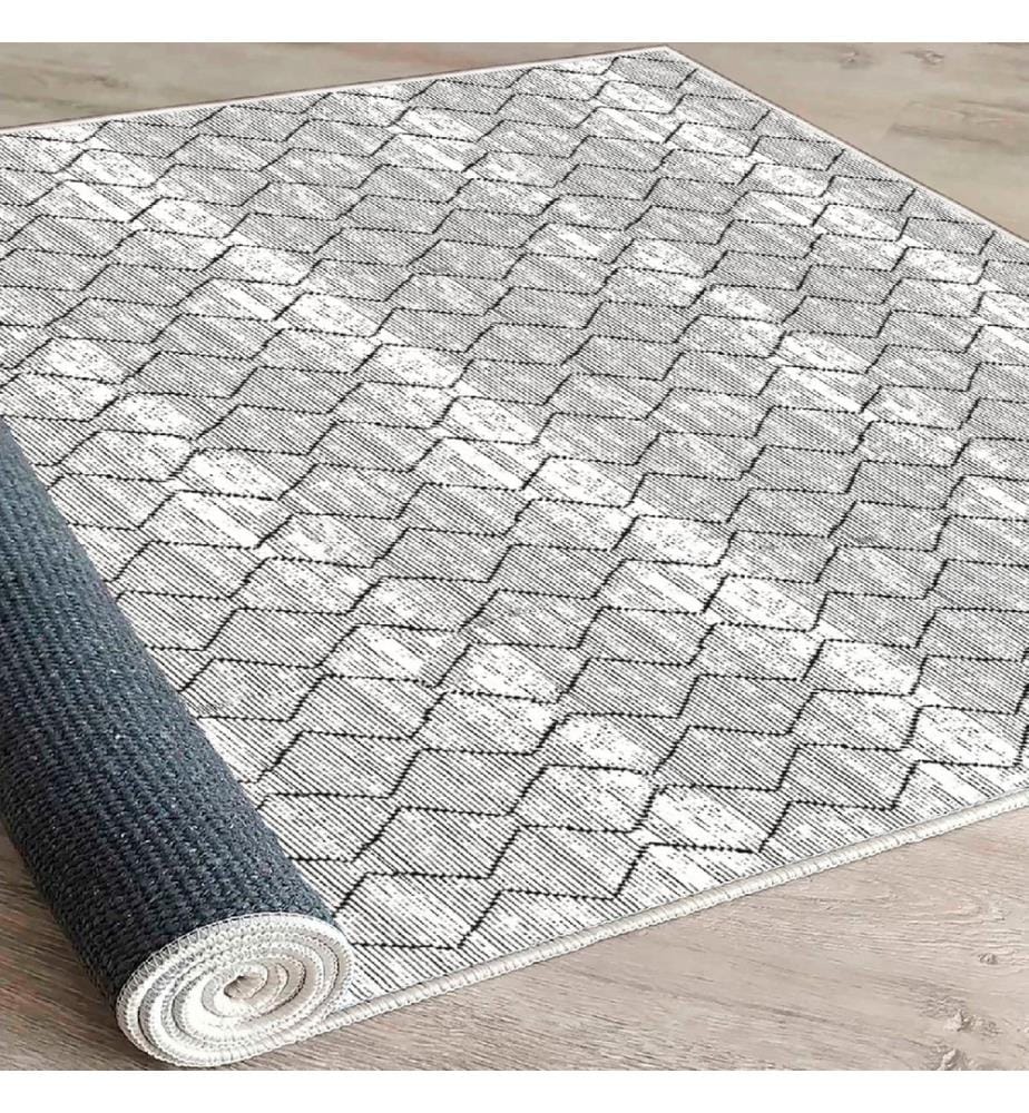 Carpet, Cream, Grey, White, 100% Cotton, 100 x 150 cm