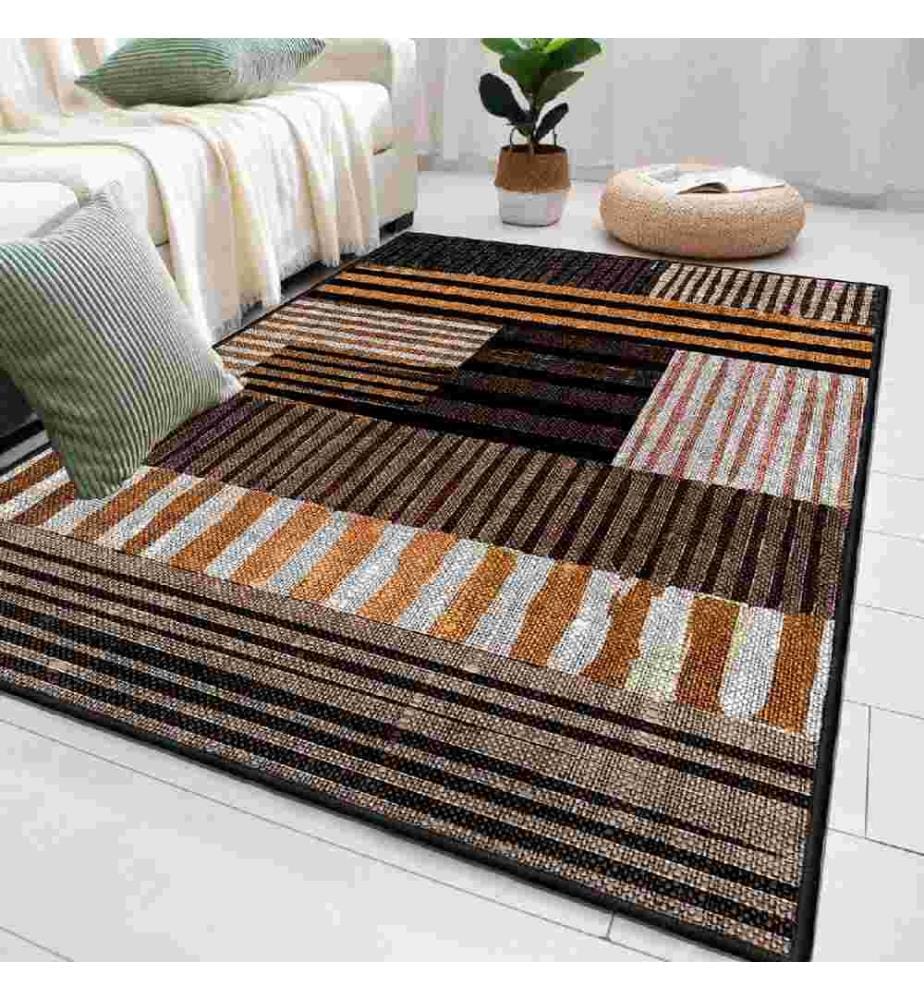 Teppich, Weiss, Orange, Braun, Schwarz, 100% Baumwolle, 80 x 200 cm