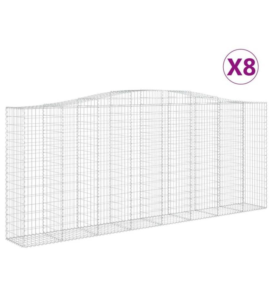 Paniers à gabions arqués 8 pcs 400x50x160/180 cm fer galvanisé