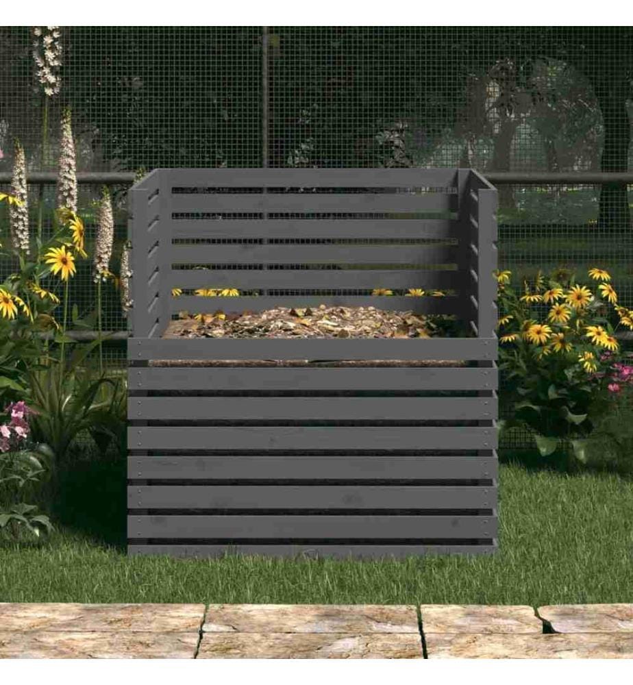 Komposter Grau 100x100x102 cm Massivholz Kiefer