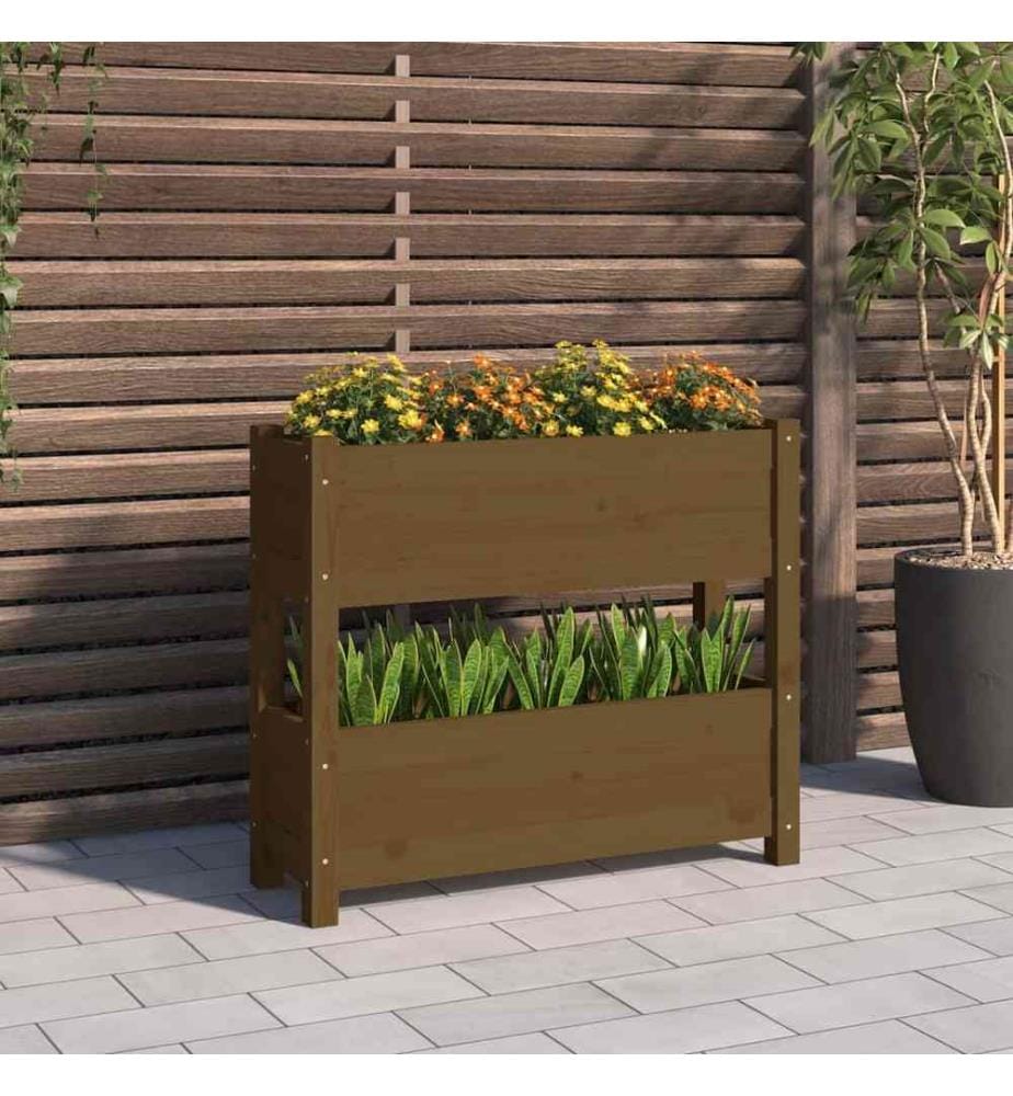Jardinière Marron miel 77x25x66 cm Bois massif de pin